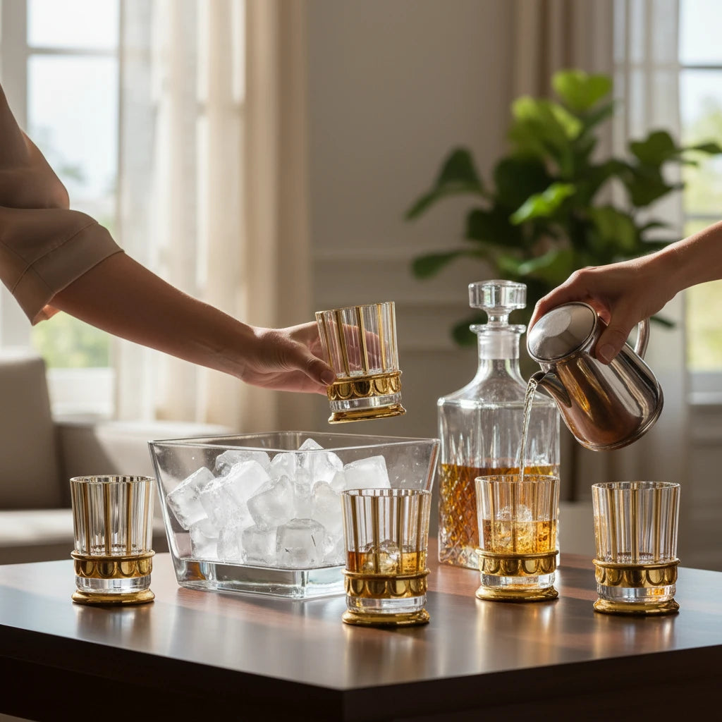 Conjunto de 6 Copos de Vidro 150ml com Detalhes Dourados