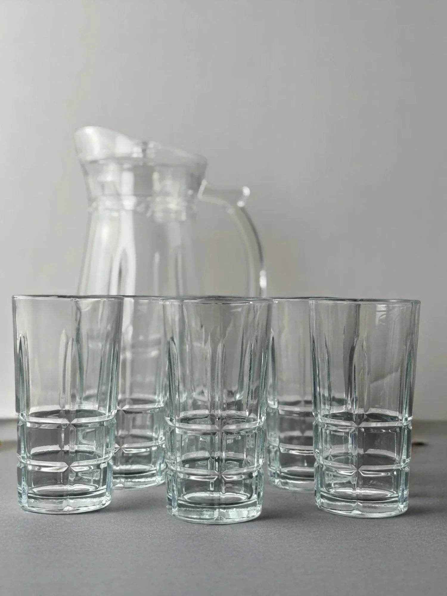 Jarra de Vidro com 6 Copos 370ml Kit Completo Alidolado - Alidolado