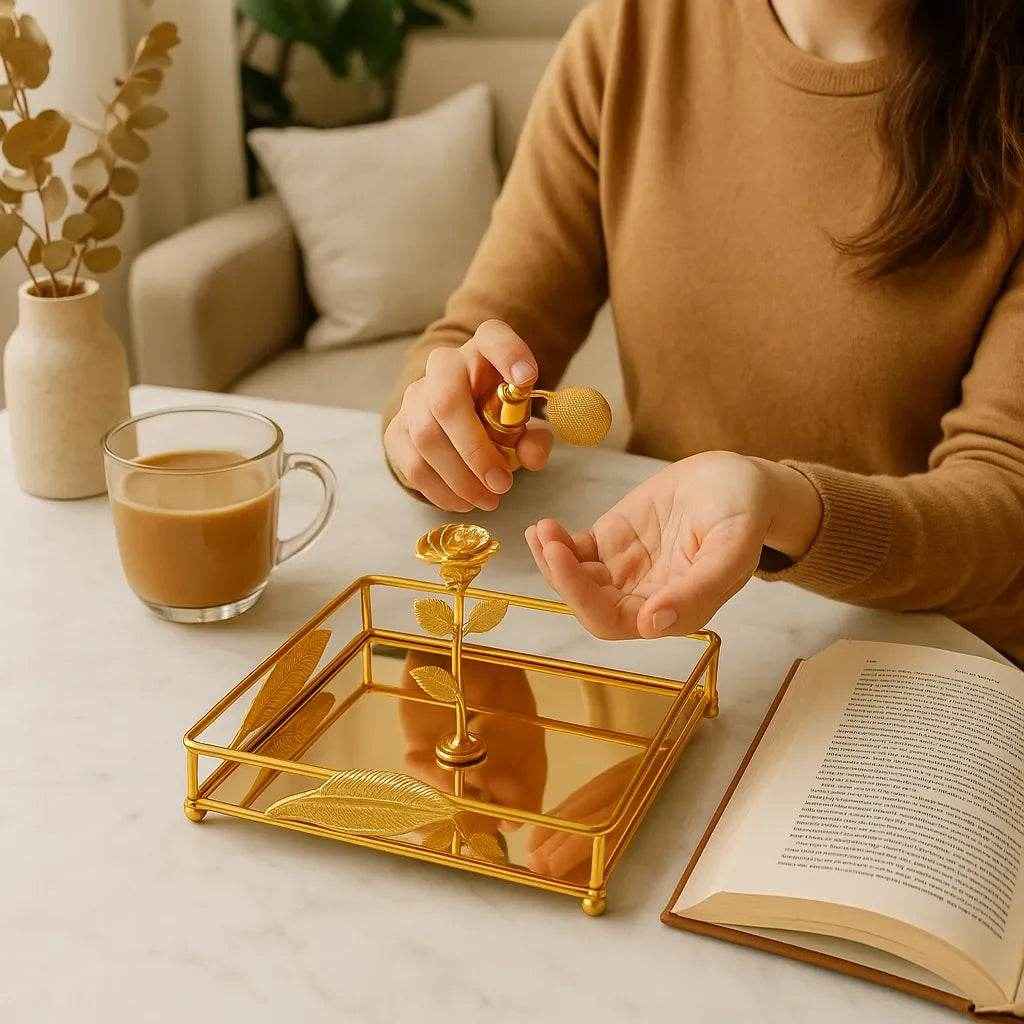 Bandeja de Vidro Dourada para Guardanapo Alidolado - Alidolado