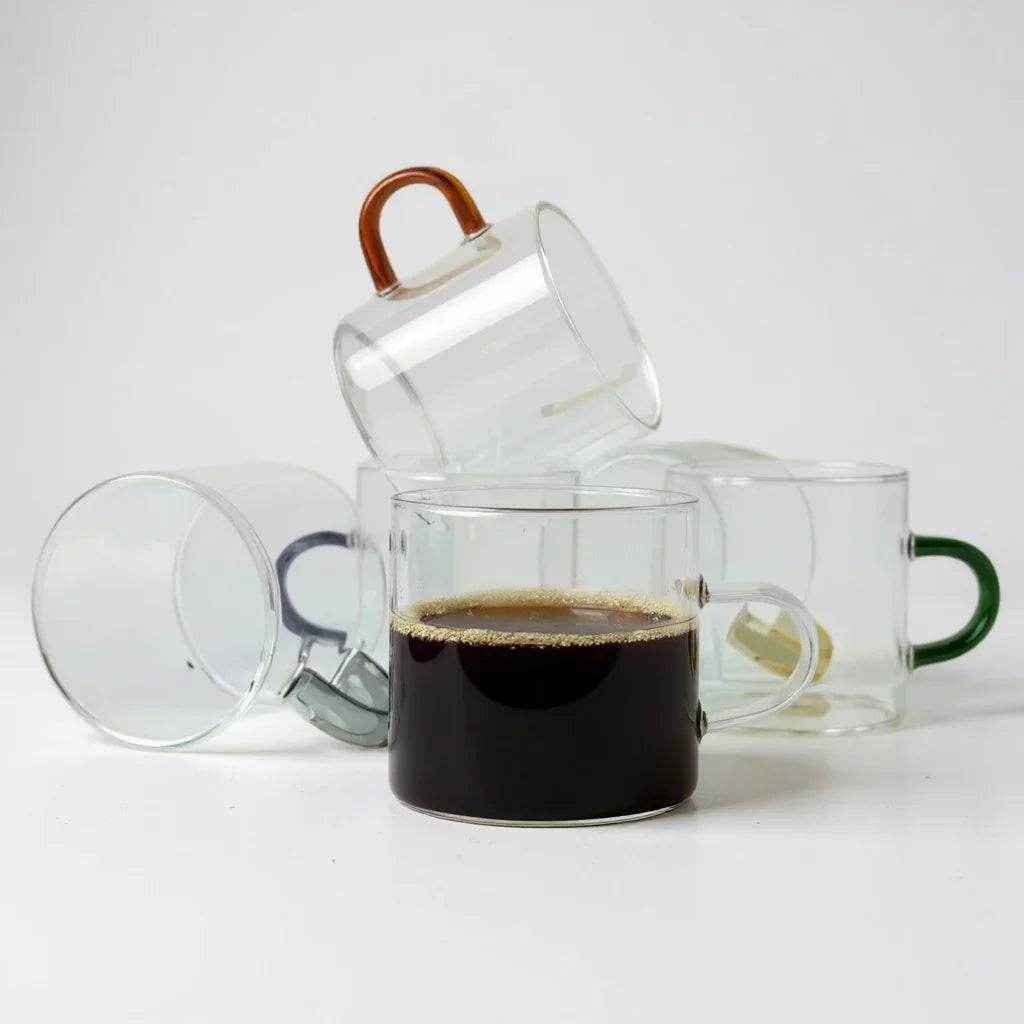 Kit de 6 Copos de Vidro com Alça Colorida 120ml