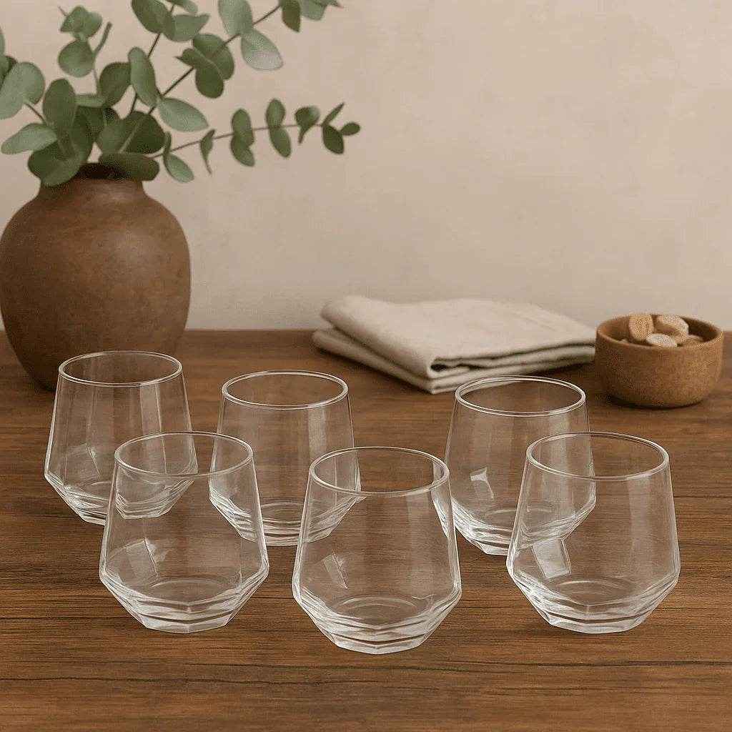Conjunto de Copos de Vidro Design Geométrico 310ml 6 Peças Alidolado