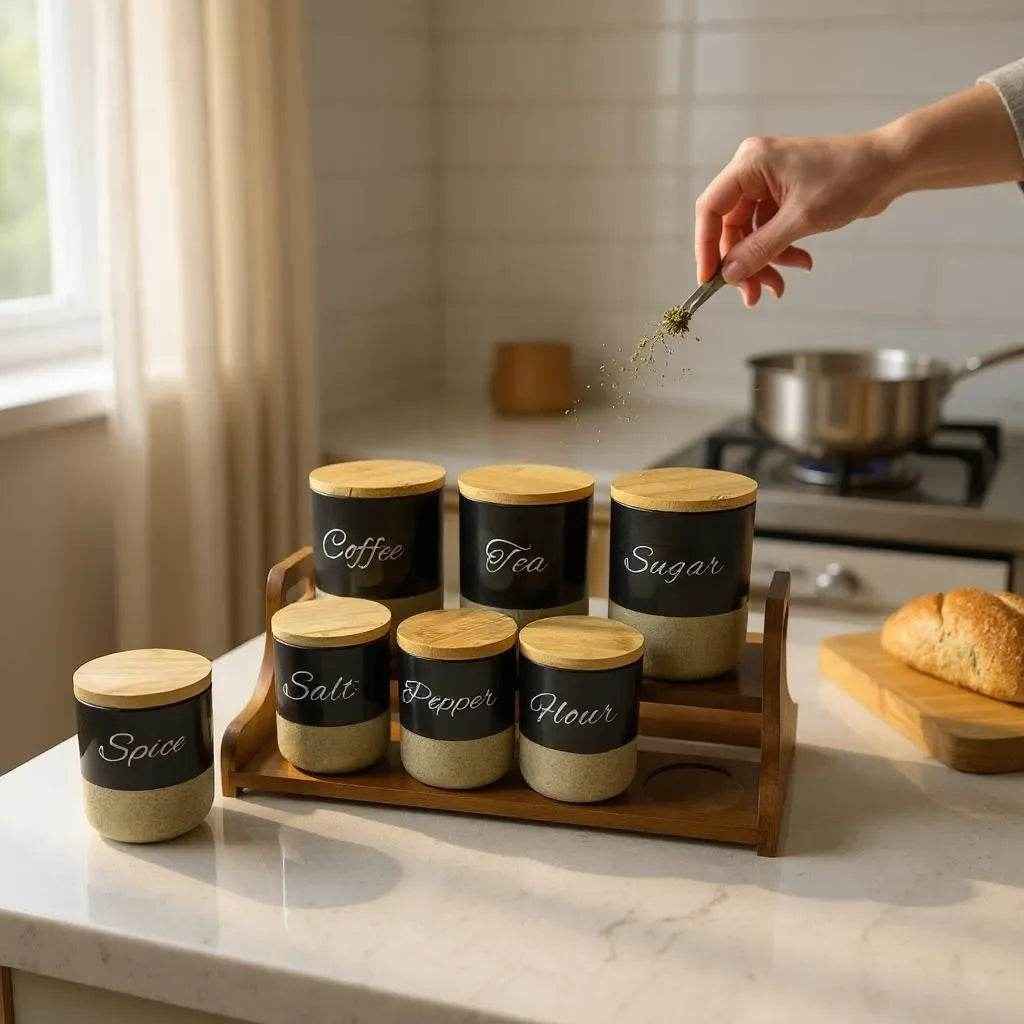 Conjunto de Cerâmica Branco com Bandeja de Madeira Alidolado - Alidolado