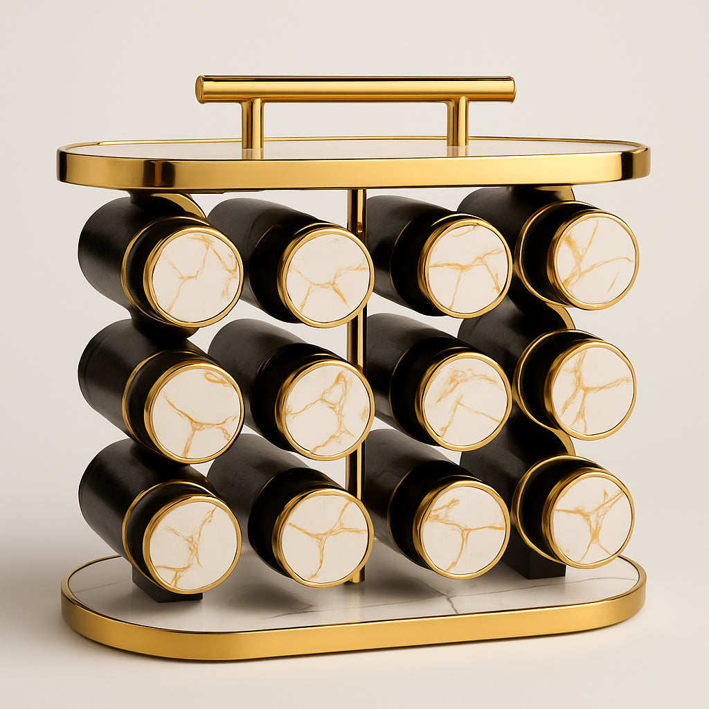 Organizador de Potes de Temperos com Suporte, Branco e Prata, 12 potes - 20643-2