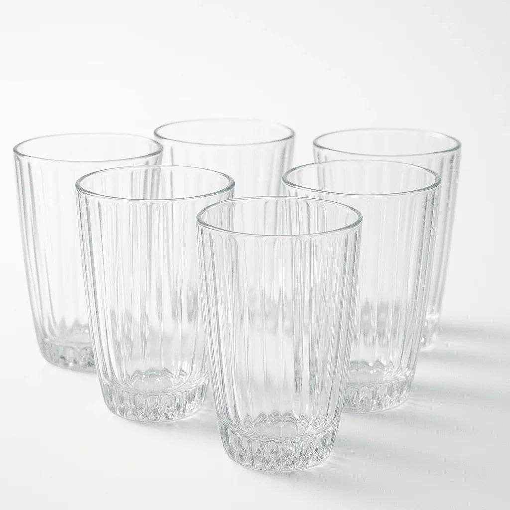 Conjunto de 6 Copos Alto de Vidro 330ml com Detalhe Decorativo Alidolado