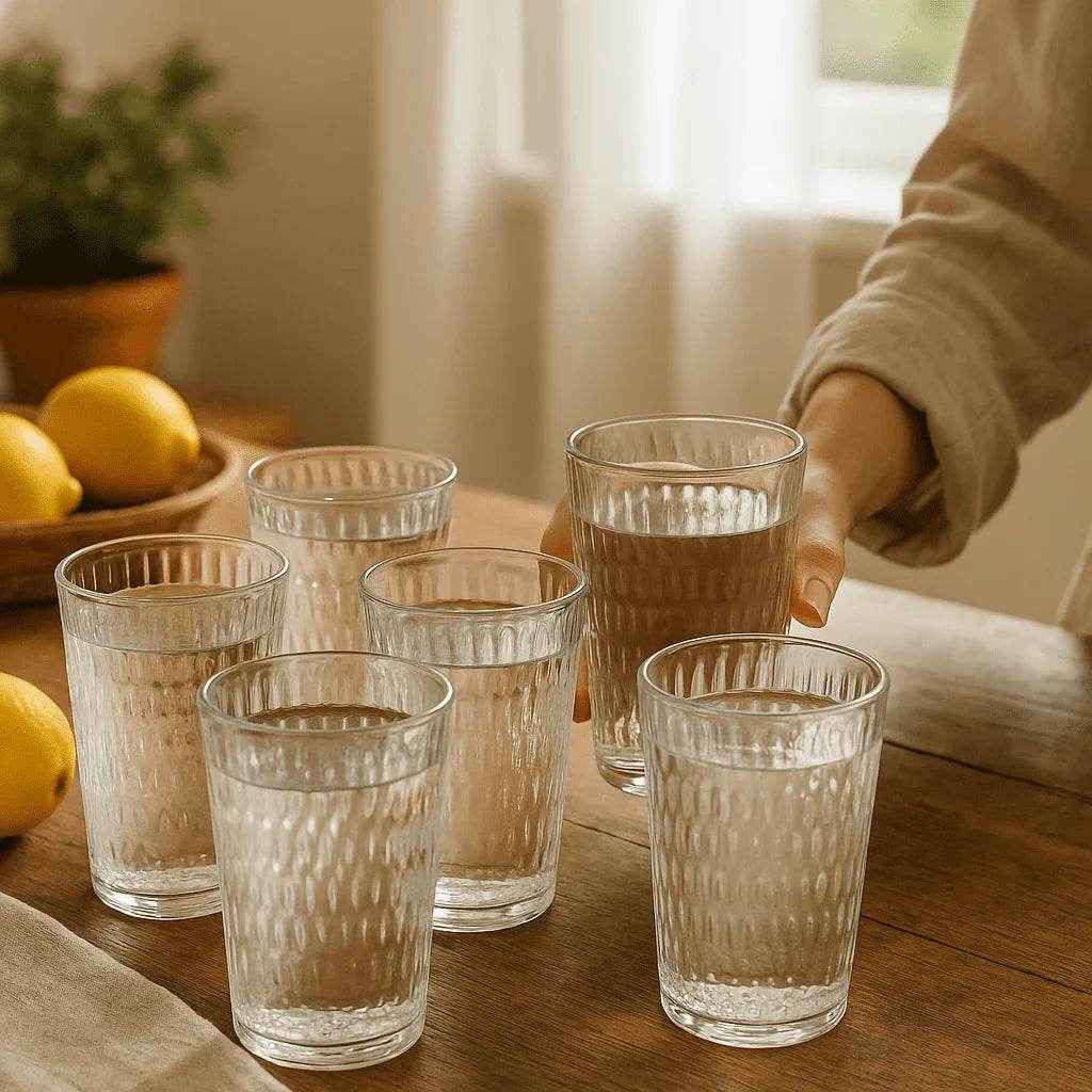 Conjunto de Copos com Relevo Elegante 330ml 6 Peças Alidolado