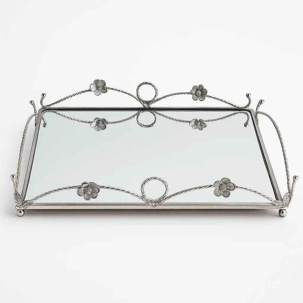 Bandeja de Vidro com Estrutura Prateada Alidolado - Alidolado