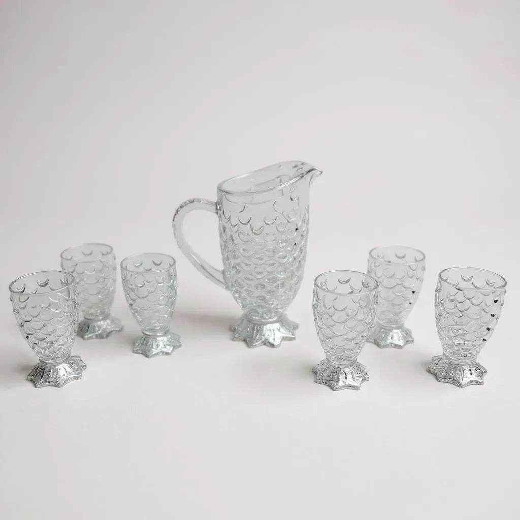 Conjunto de Jarra de Vidro 1,26L com 6 Copos – Transparente - 7 peças - Alidolado