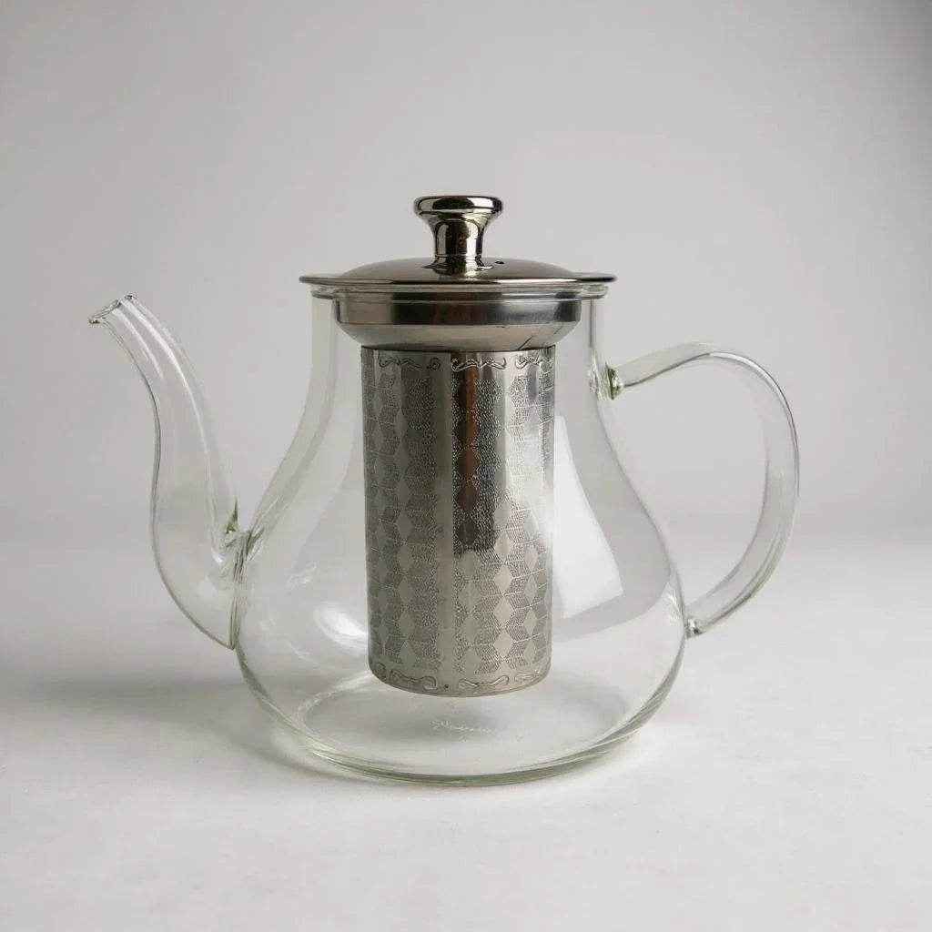 Chaleira de Vidro com Infusor Inox e Alça Decorada - Alidolado