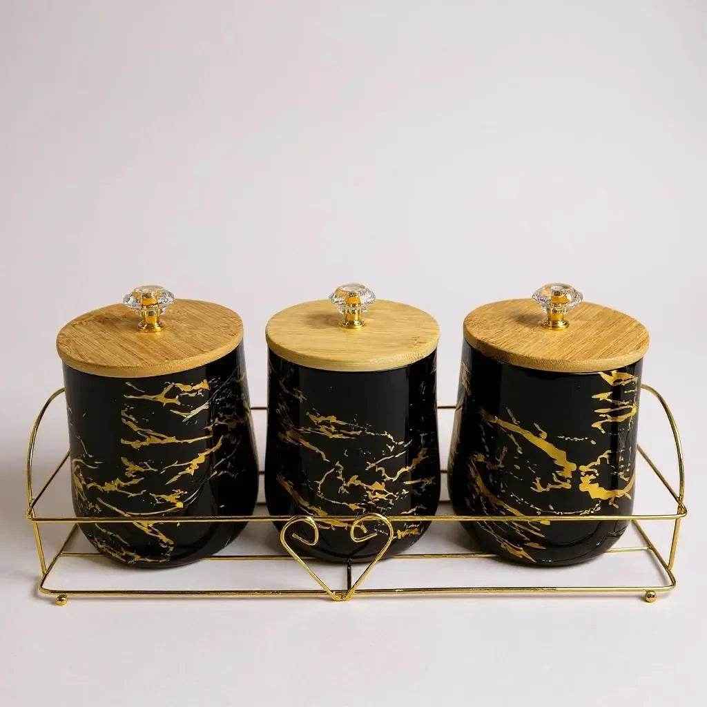 Conjunto de Cerâmica Branco com Detalhes em Madeira Alidolado - Alidolado