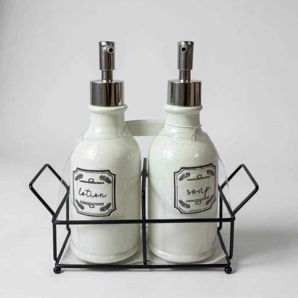 Dispenser de Sabonete Duplo Cerâmica Branca Alidolado - Alidolado