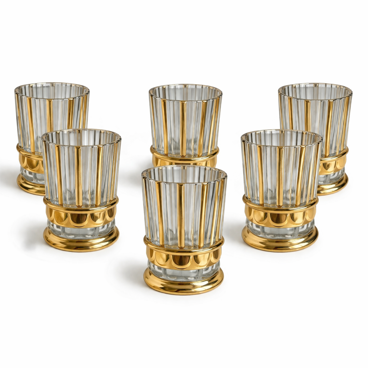 Conjunto de 6 Copos de Vidro 150ml com Detalhes Dourados