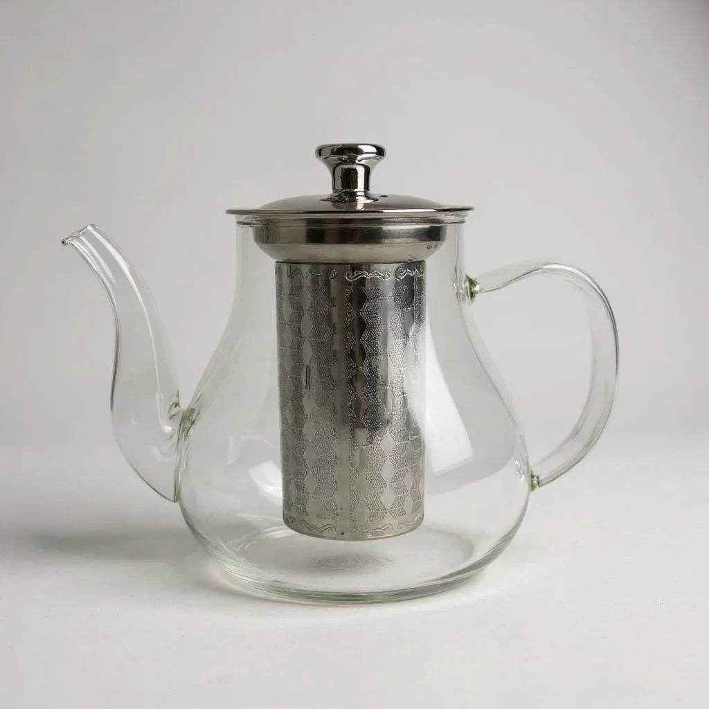 Chaleira de Vidro com Infusor Inox e Alça Decorada - Alidolado