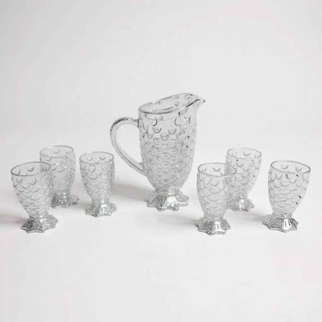 Conjunto de Jarra de Vidro 1,26L com 6 Copos – Transparente - 7 peças - Alidolado