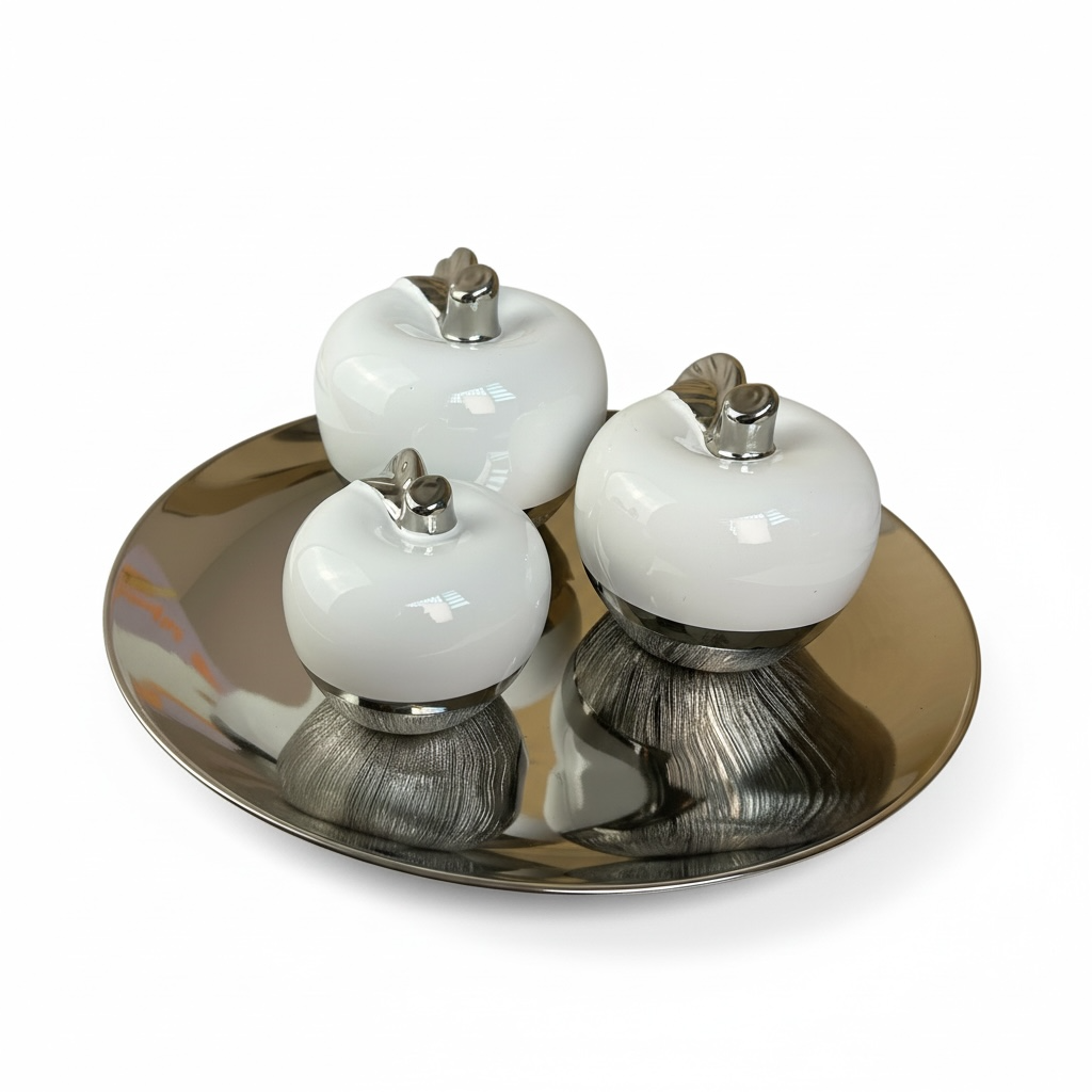 Conjunto de Escultura de Cerâmica Maçãs Decorativas