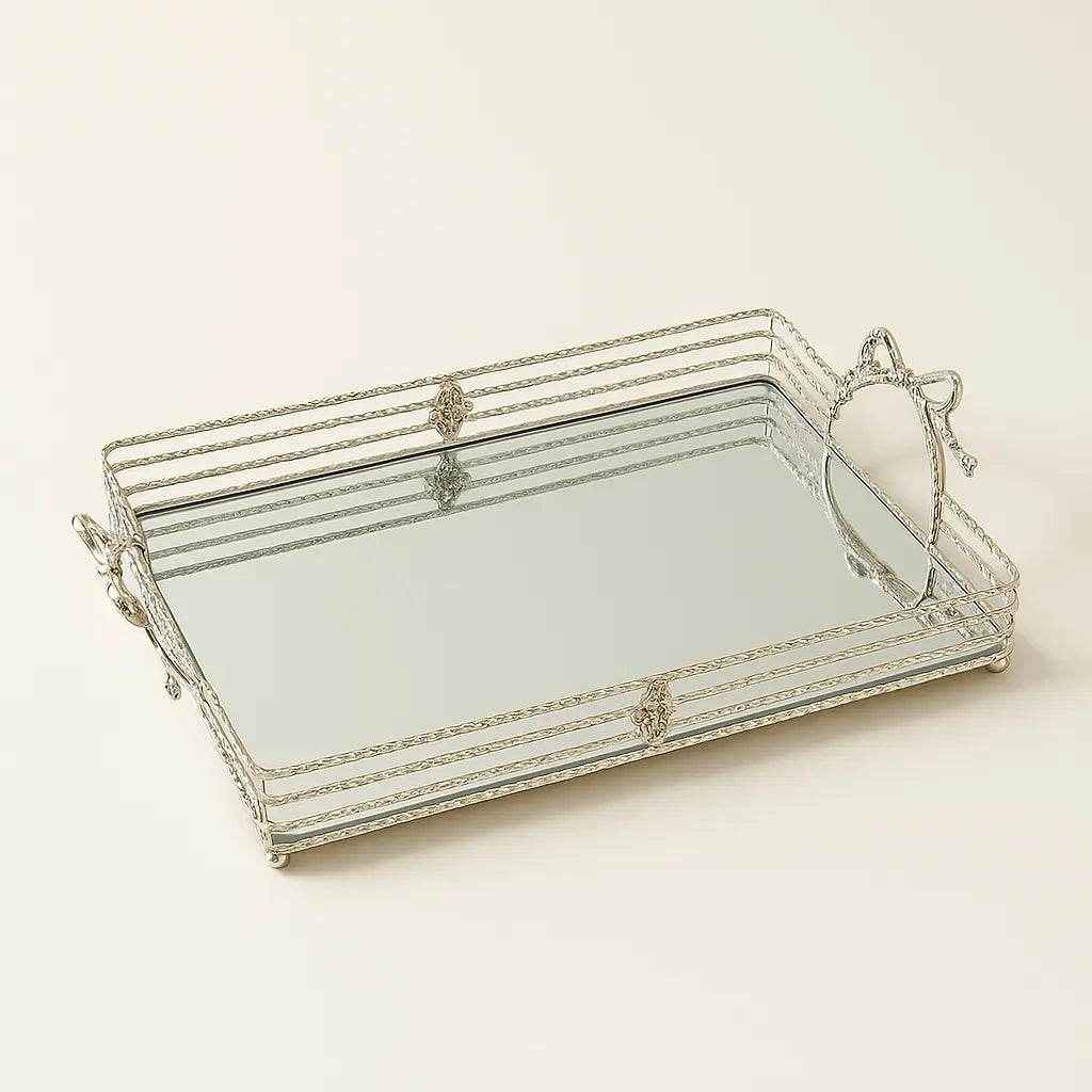 Bandeja de Vidro com Estrutura Prateada Alidolado - Alidolado
