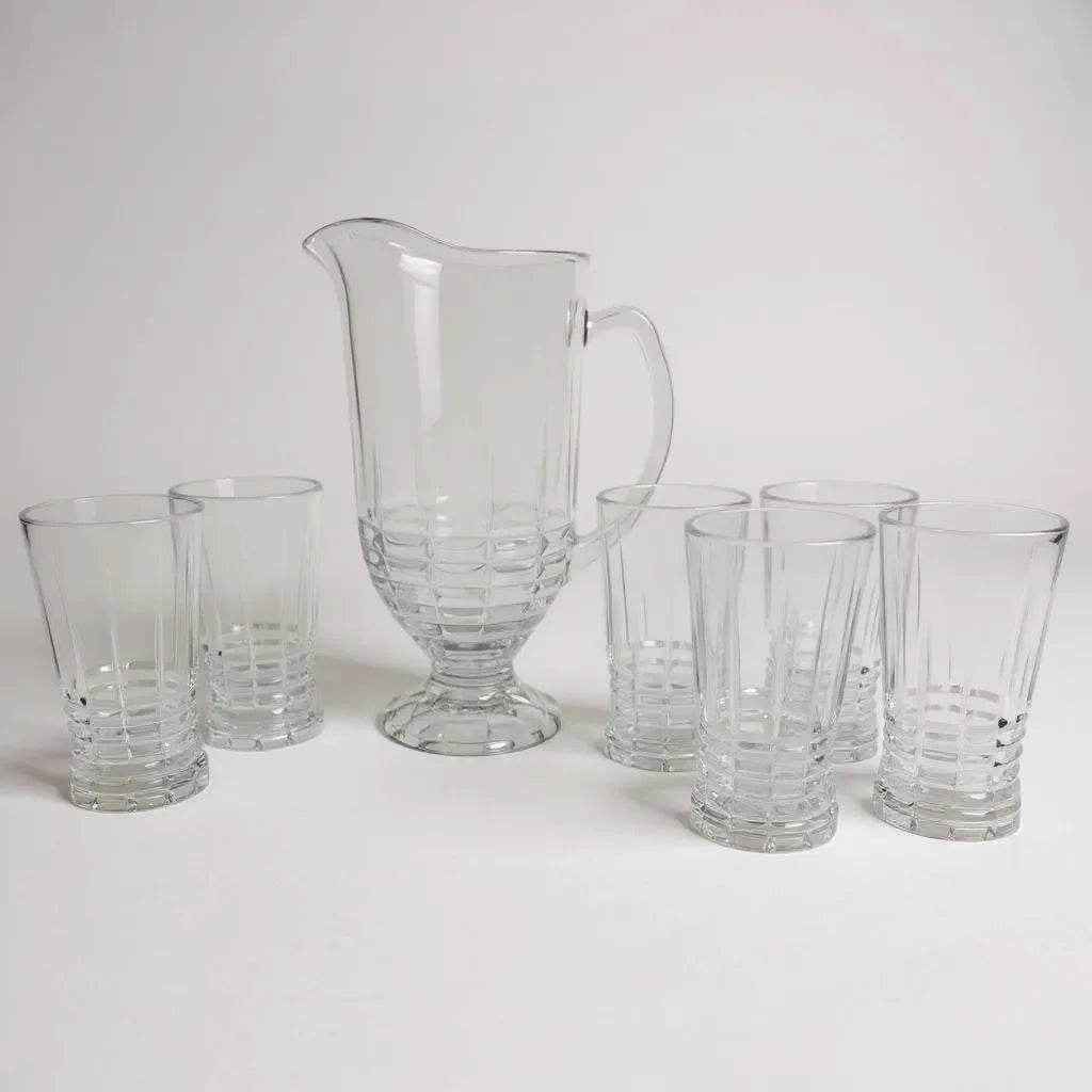 Conjunto de Jarra com Copos de Vidro 370ml 7 Peças Alidolado - Alidolado