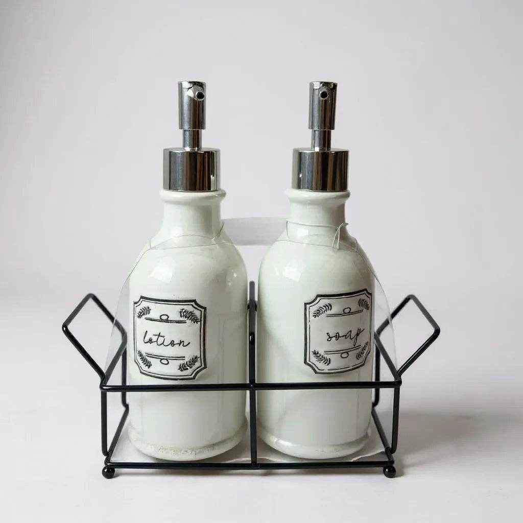 Dispenser de Sabonete Duplo Cerâmica Branca Alidolado - Alidolado