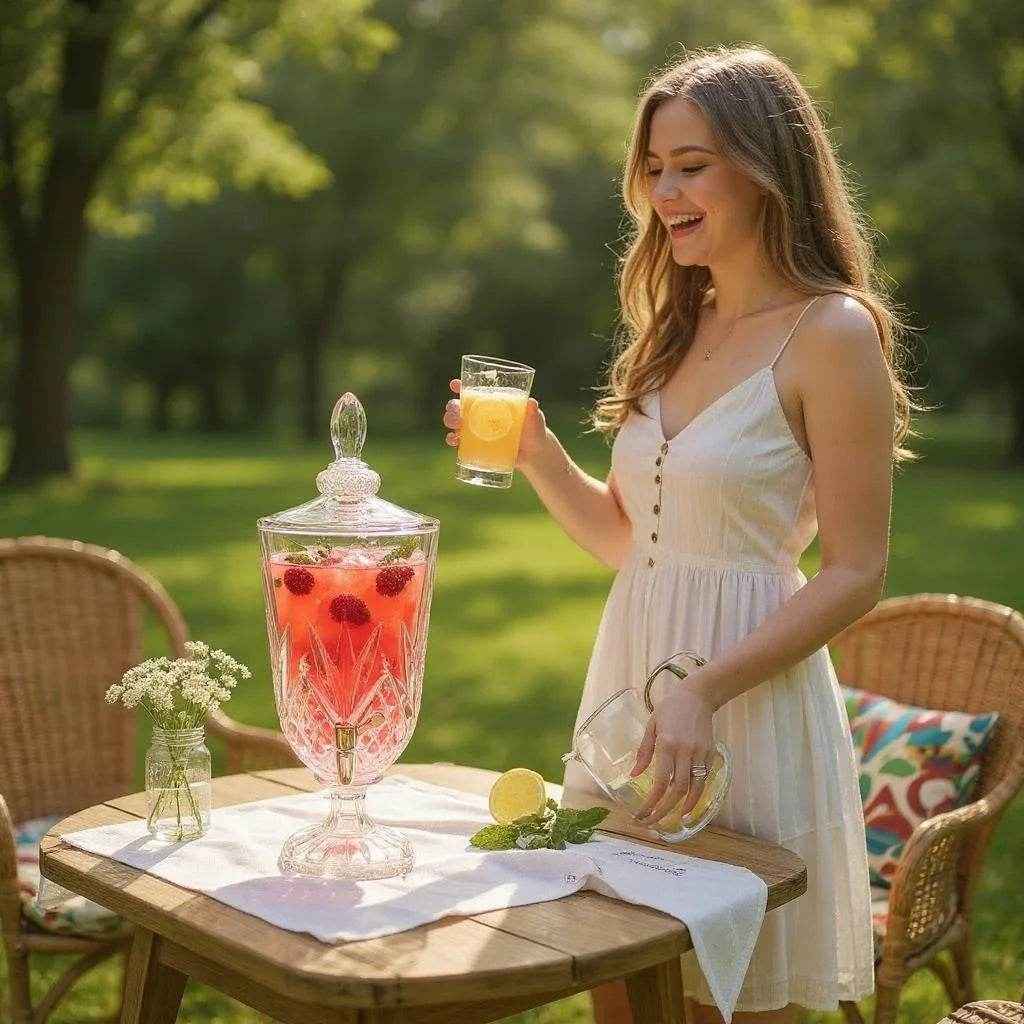 Suqueira de Vidro com Dispenser – 5L, Cor Transparente, 1 peça - Alidolado