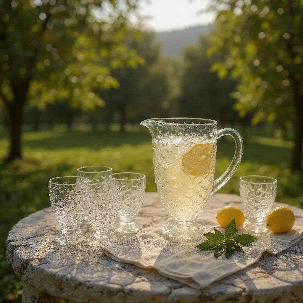 Conjunto de Jarra de Vidro 1,26L com 6 Copos – Transparente - 7 peças - Alidolado