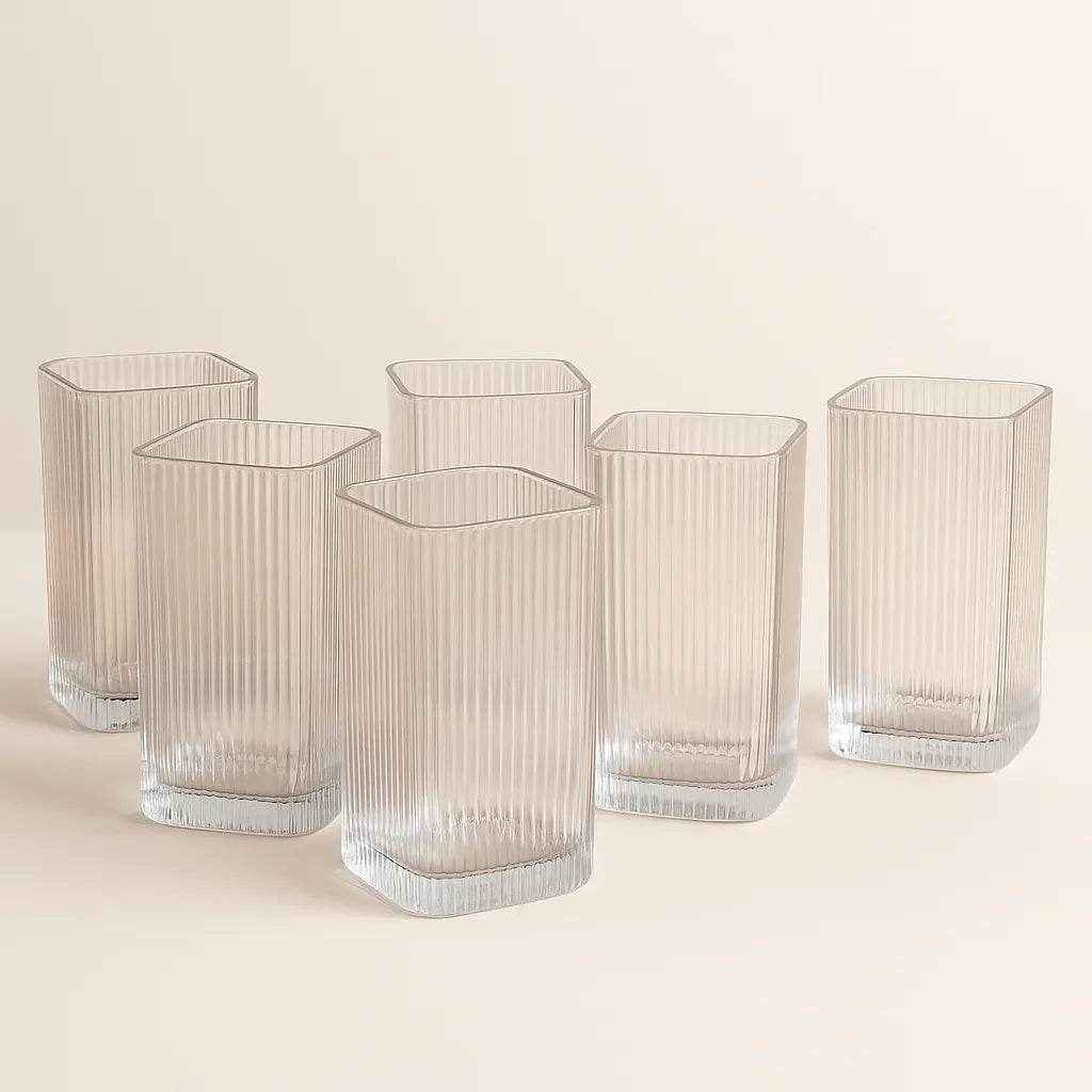 Conjunto de 6 Copos Textura Vertical 350ml Alidolado