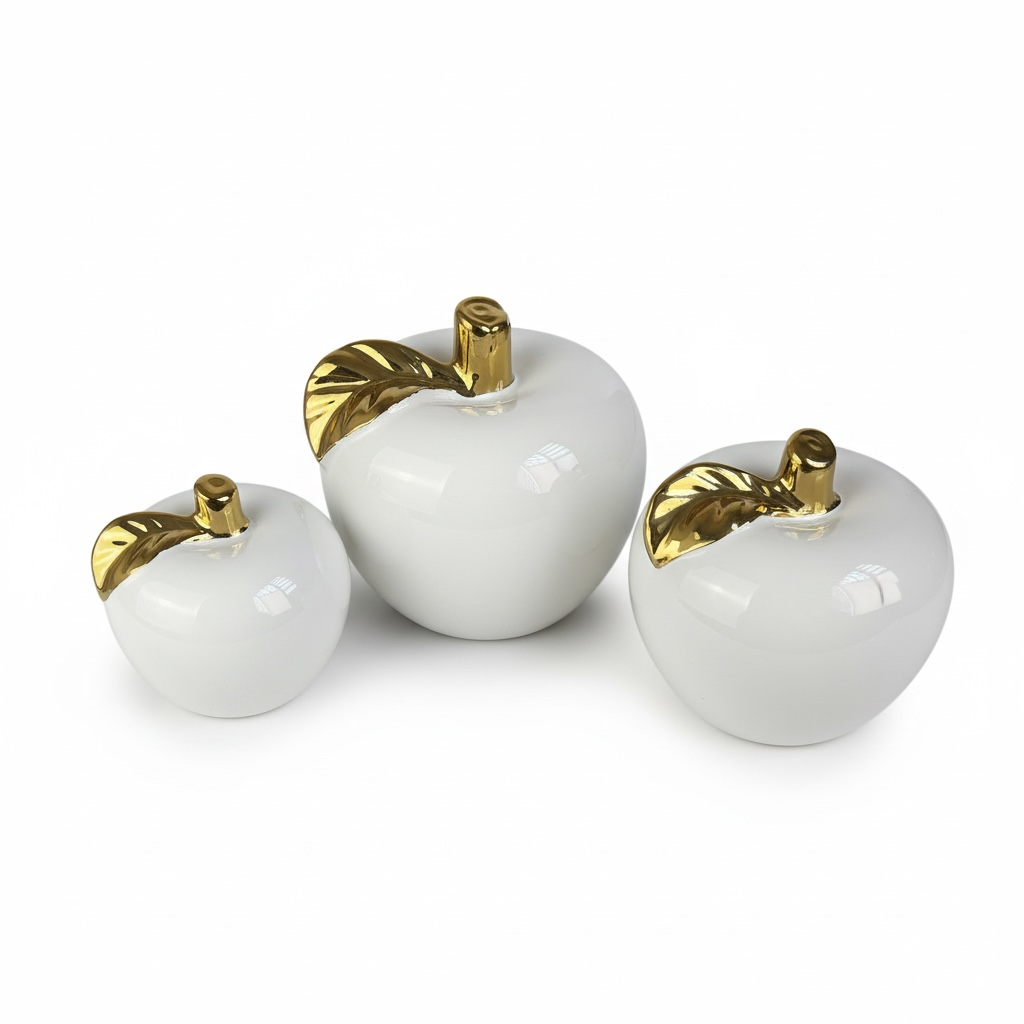 Conjunto de Escultura de Cerâmica Maçãs Decorativas