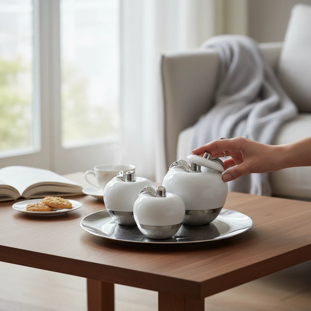 Conjunto de Escultura de Cerâmica Maçãs Decorativas