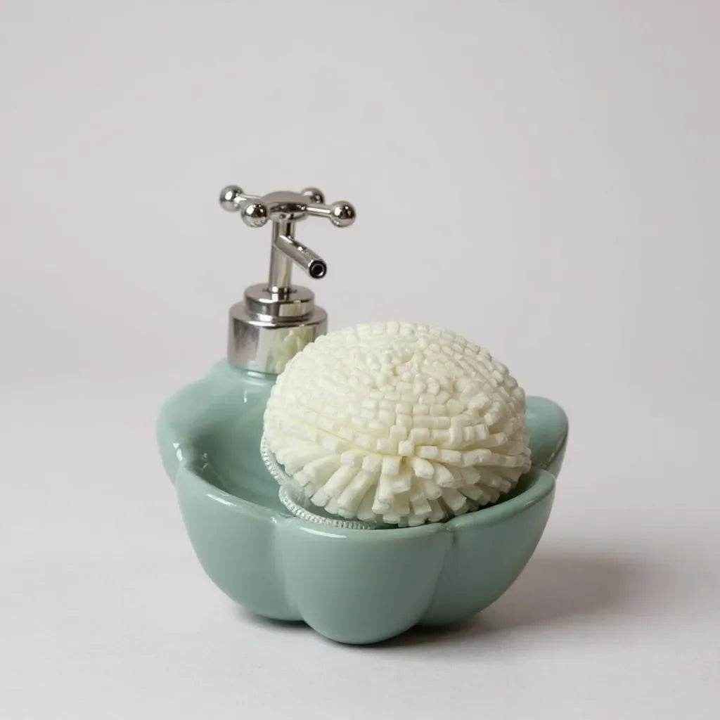Dispenser de Sabonete Cerâmica Azul Alidolado
