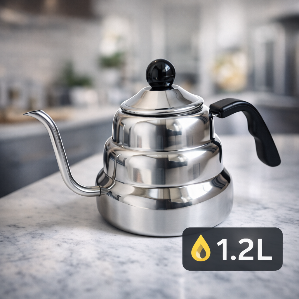 Chaleira Inox Bico Fino Bico de Ganso 1000ml para Café Aço Inoxidável