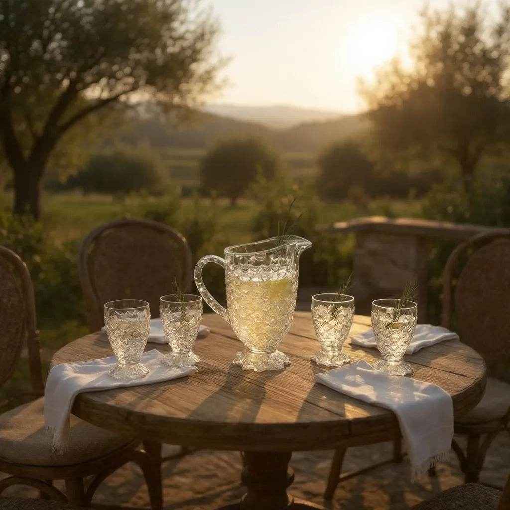 Conjunto de Jarra de Vidro 1,26L com 6 Copos – Transparente - 7 peças - Alidolado