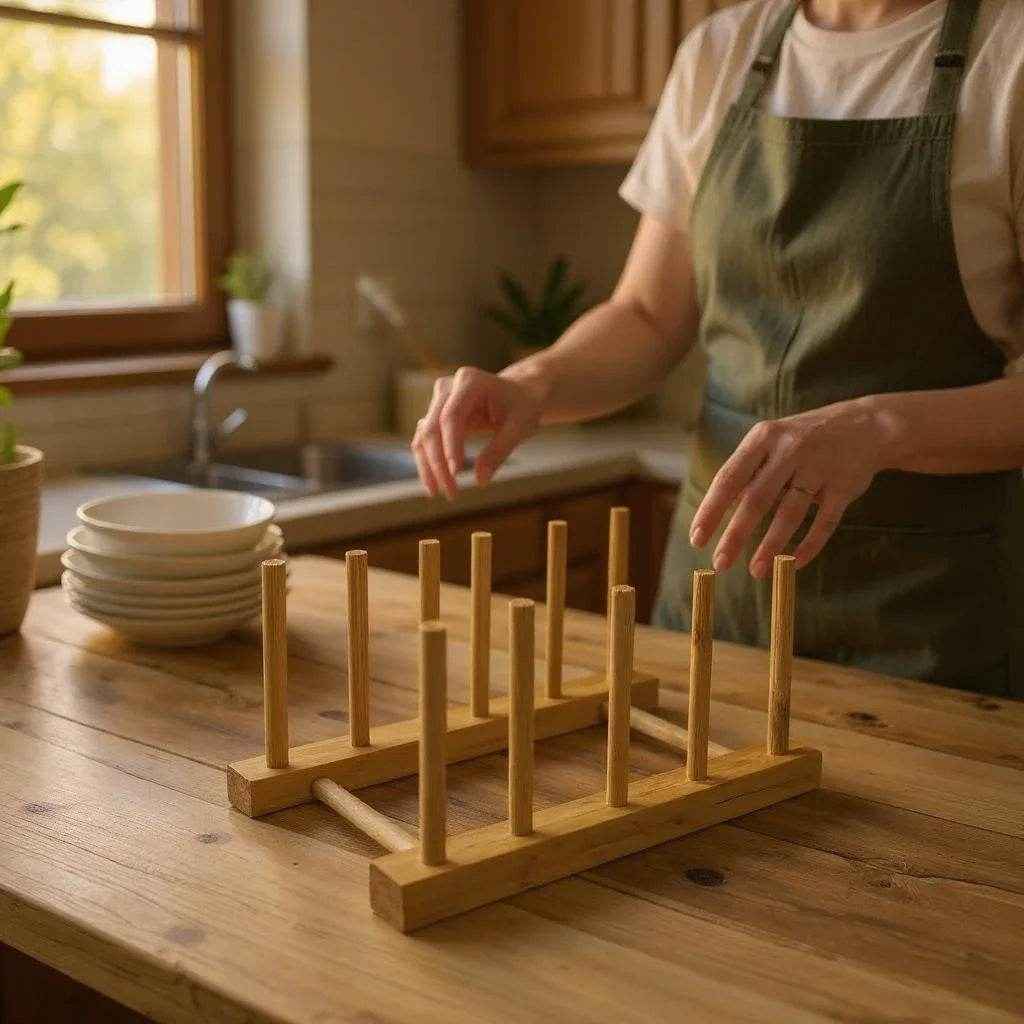 Suporte para Pratos de Madeira com 6 Cabeças, 1 peça - Alidolado