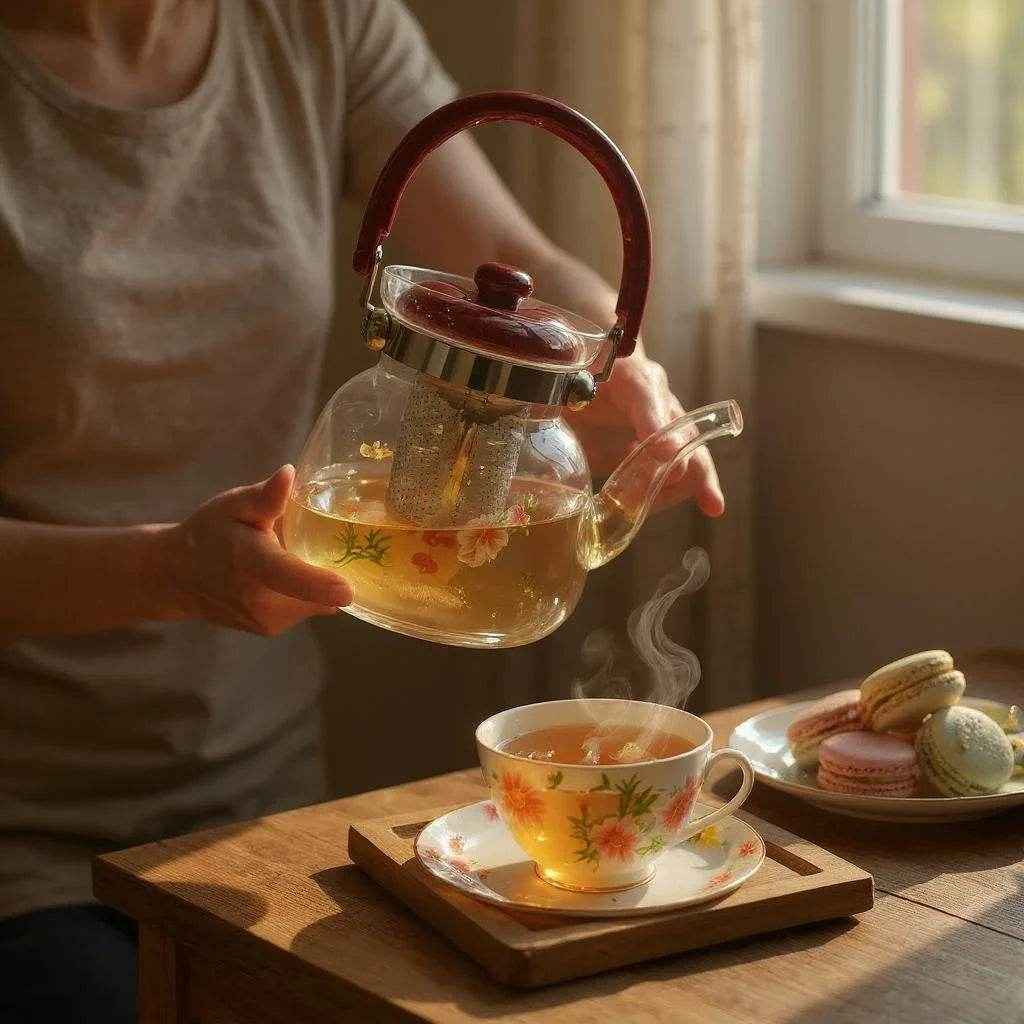 Chaleira de Vidro com Infusor e Alça Colorida 1,1L - Alidolado