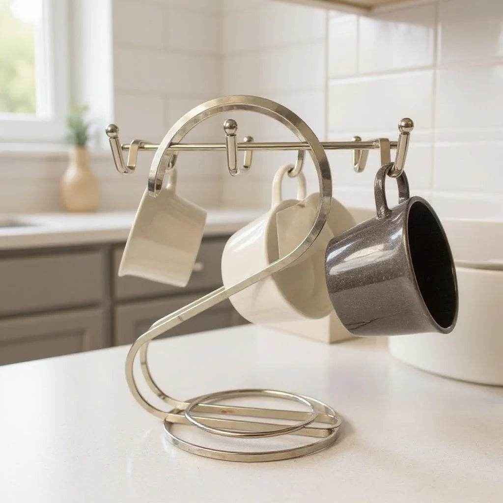 Suporte para Xícaras em Metal – Cor Cromado, 1 unidade - Alidolado