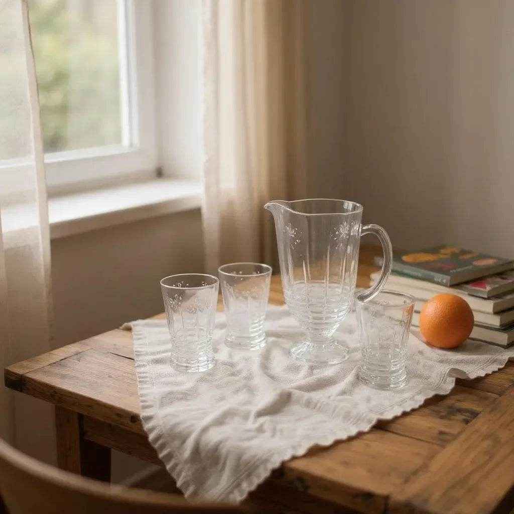 Conjunto de Jarra com Copos de Vidro 370ml 7 Peças Alidolado - Alidolado