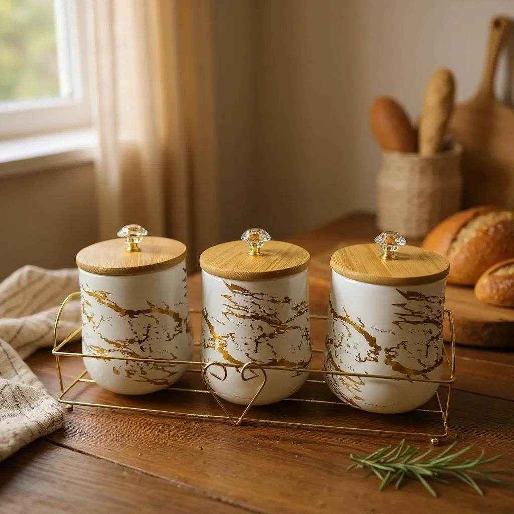 Conjunto de Cerâmica Branco com Detalhes em Madeira Alidolado - Alidolado