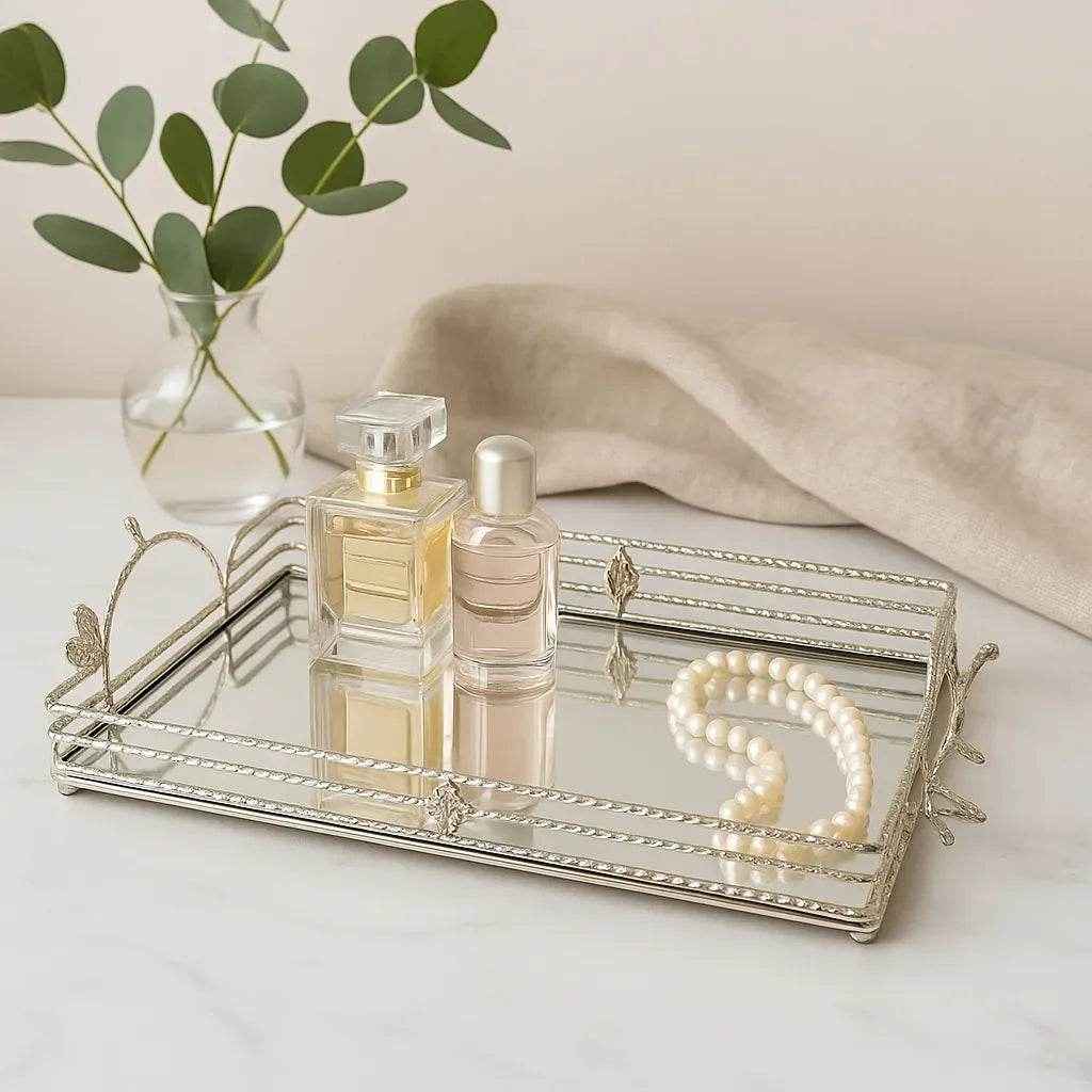 Bandeja de Vidro com Estrutura Prateada Alidolado - Alidolado