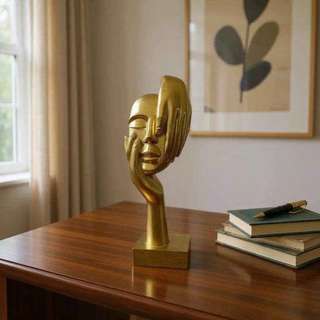 Escultura de Resina Silêncio Dourado Alidolado - Alidolado