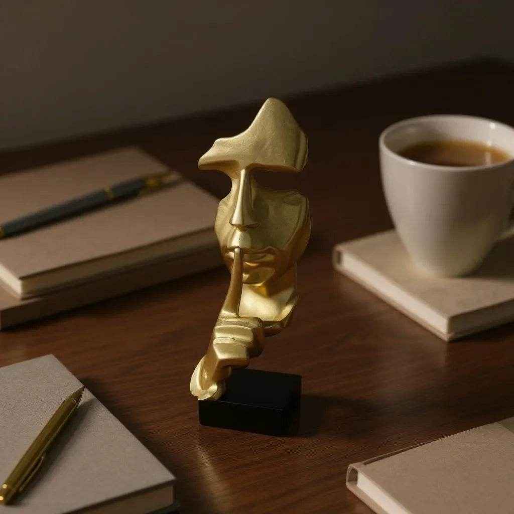 Escultura de Resina Silêncio Dourado Alidolado - Alidolado