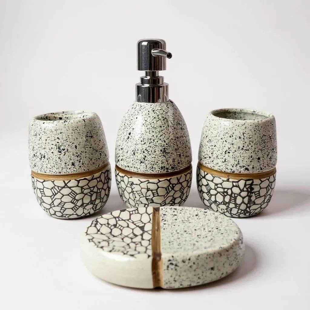 Conjunto de Banheiro Cerâmica Cinza com Branco Alidolado - Alidolado