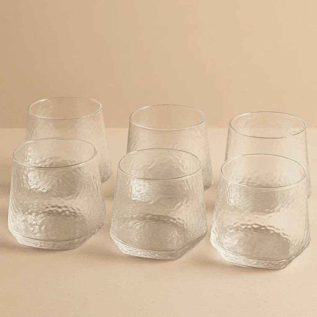 Conjunto de Copos com Relevo Geométrico 310ml 6 Peças Alidolado