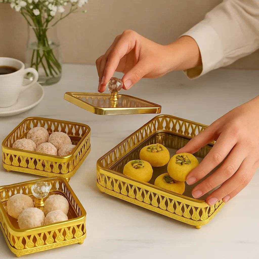 Conjunto de Bandejas Retangulares Decorativas 3 Peças Alidolado - Alidolado