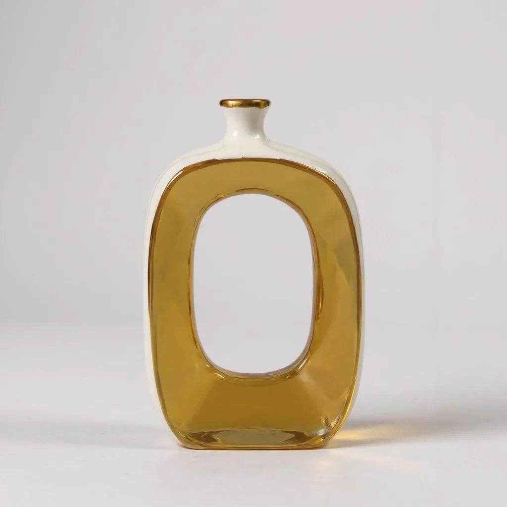 Vaso com Abertura Oval e Detalhes Dourados Alidolado - Alidolado