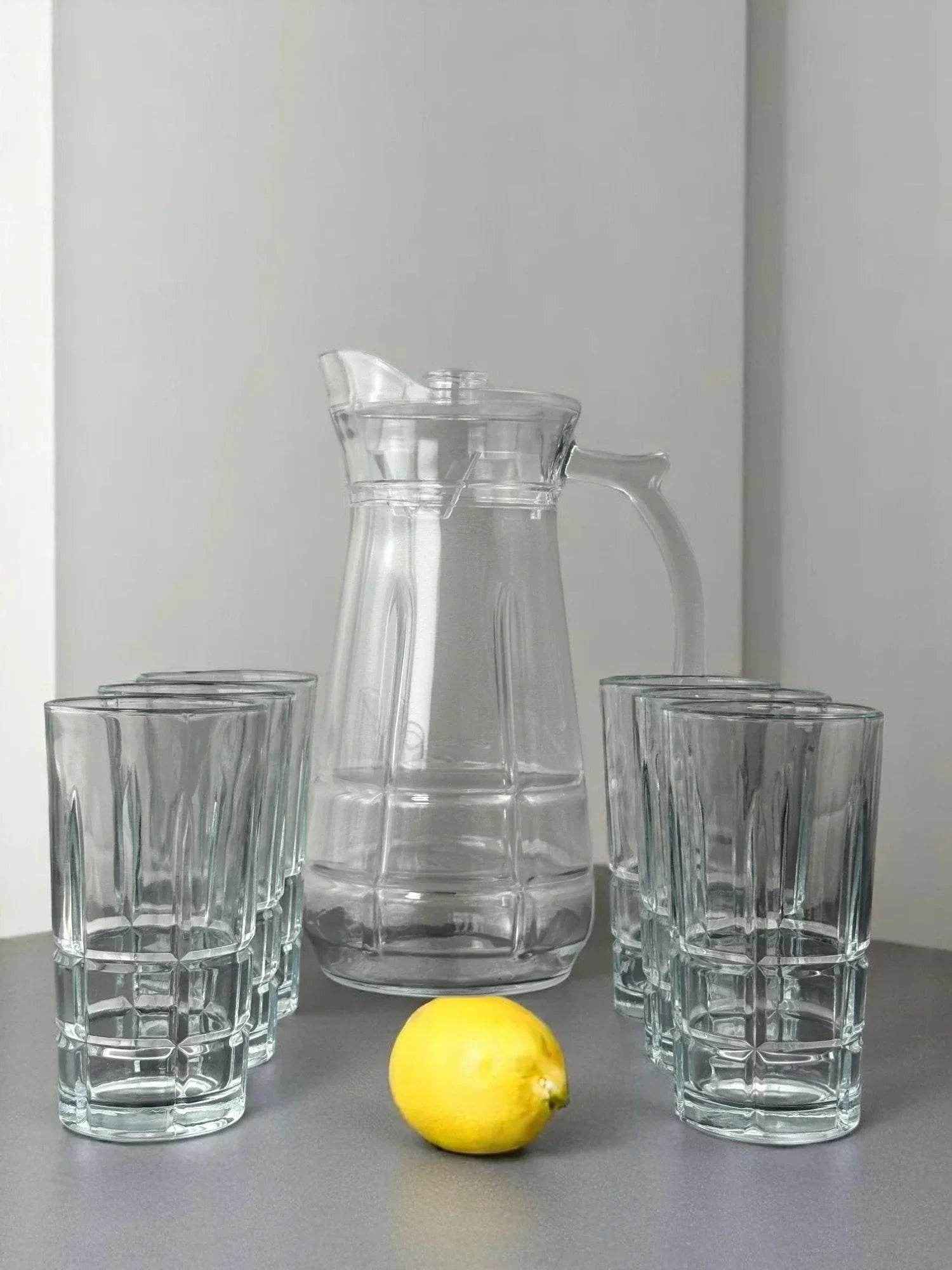 Jarra de Vidro com 6 Copos 370ml Kit Completo Alidolado - Alidolado