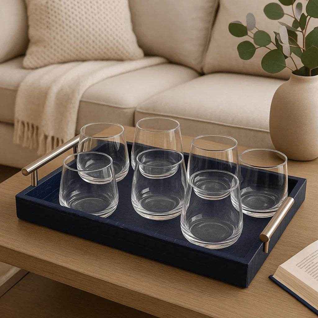 Conjunto de Copos de Vidro Design Geométrico 385ml 6 Peças Alidolado