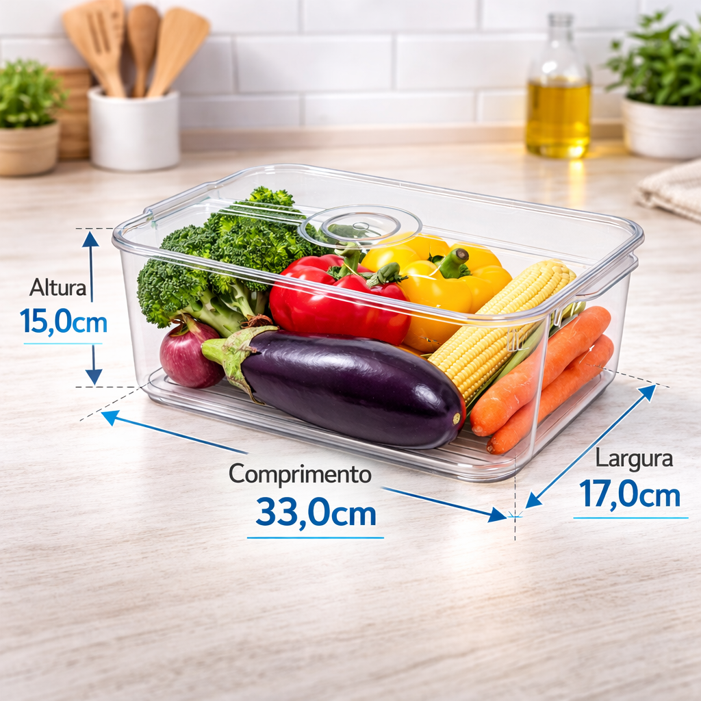 Caixa Organizadora de Carne com Tampa 32x15.5x14.5 cm Composicao: Plastico Contagem: 1 unidade - QG9759