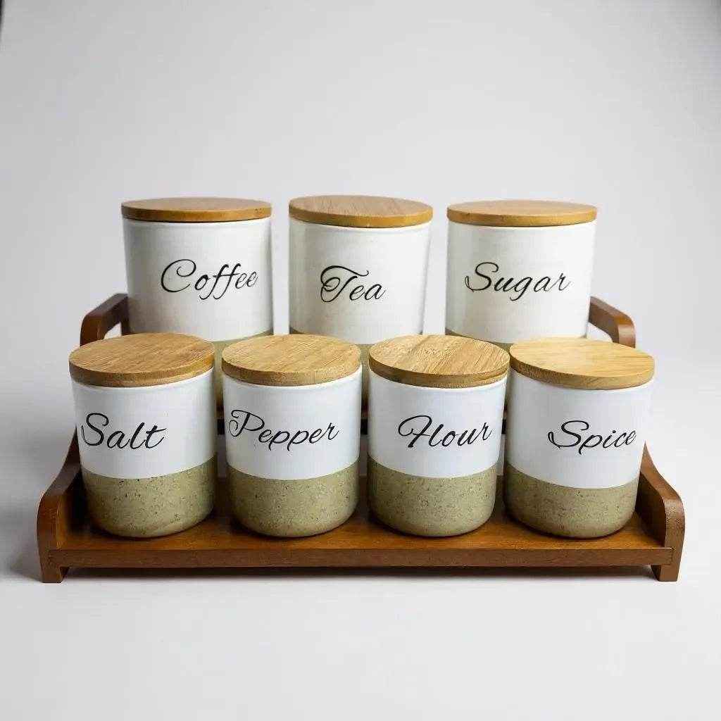 Conjunto de Cerâmica Branco com Bandeja de Madeira Alidolado - Alidolado