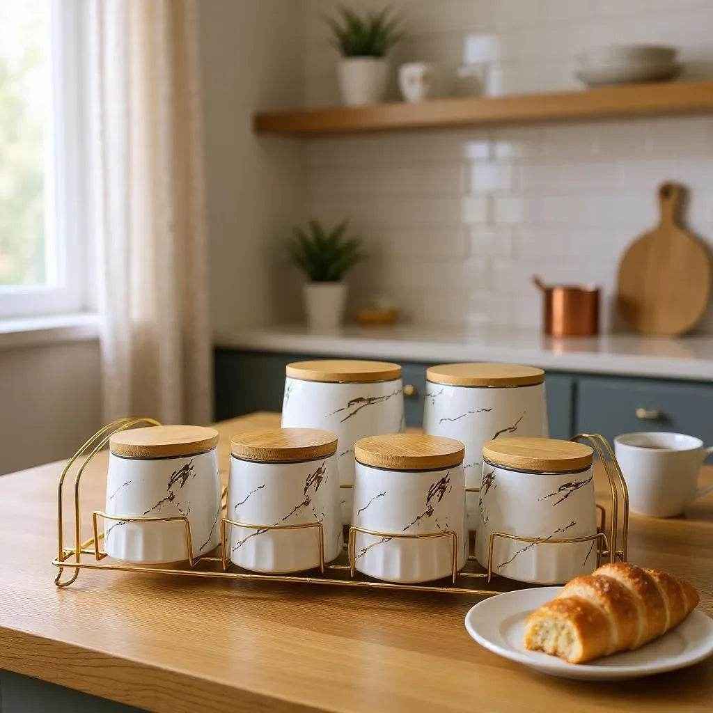 Conjunto de Cerâmica Branco com Tampas e Bandeja Alidolado - Alidolado