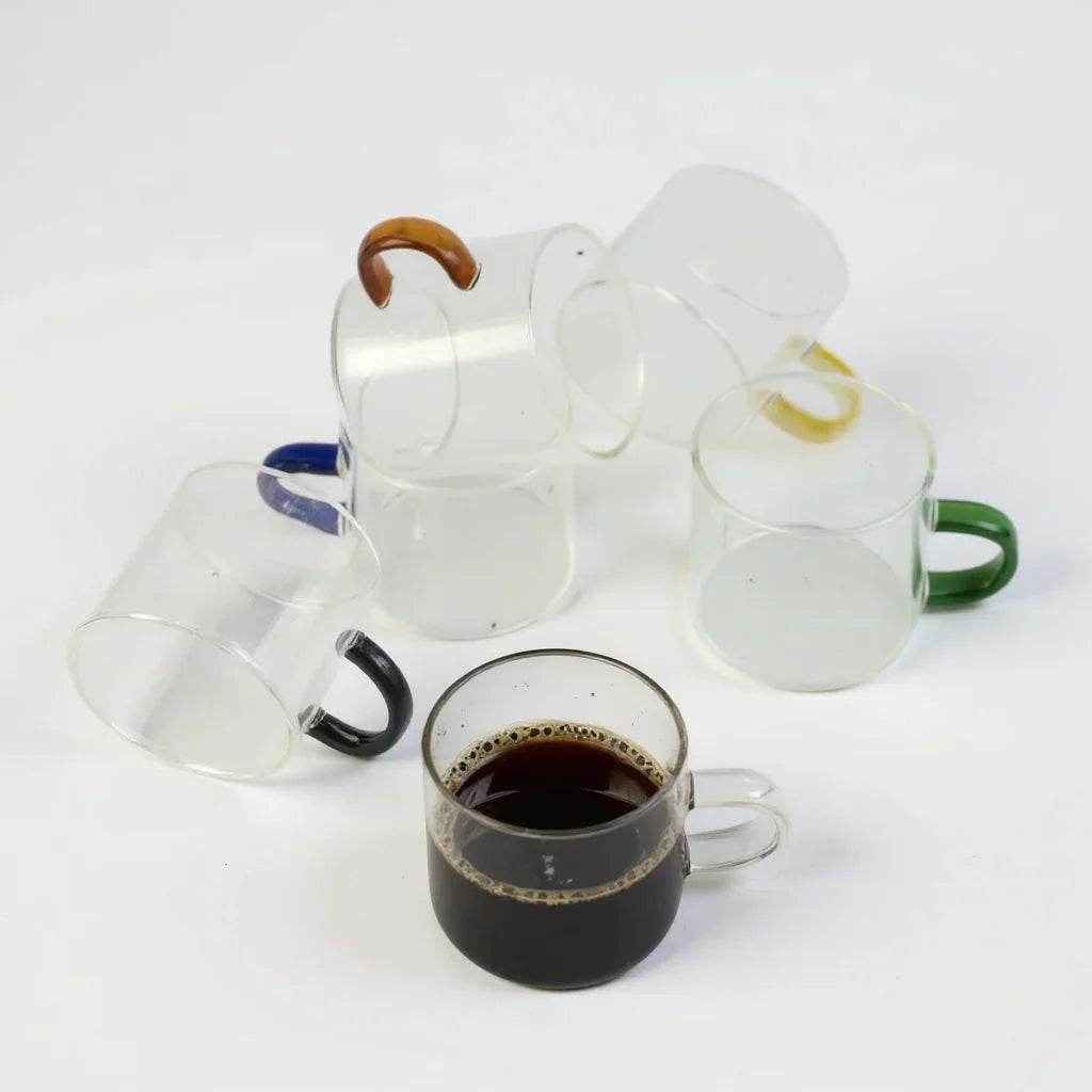 Kit de 6 Copos de Vidro com Alça Colorida 120ml