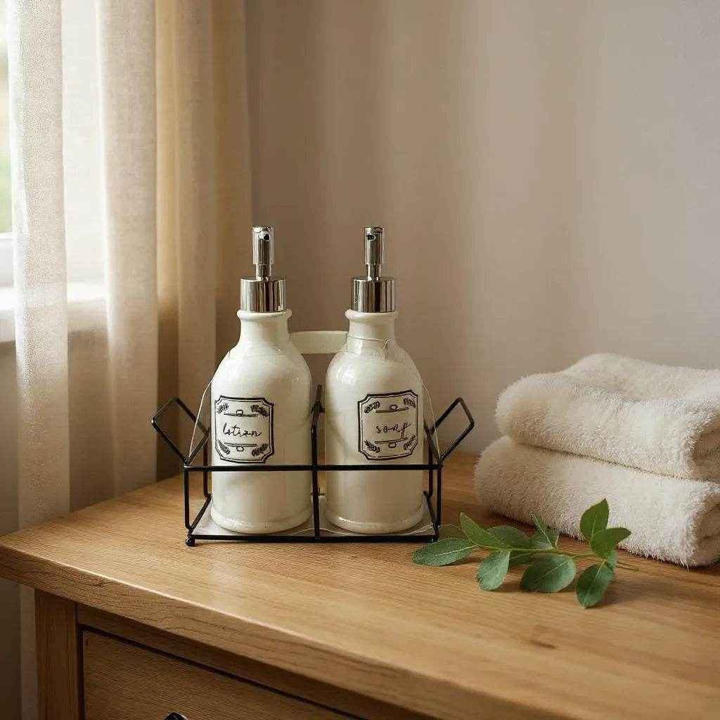 Dispenser de Sabonete Duplo Cerâmica Branca Alidolado - Alidolado