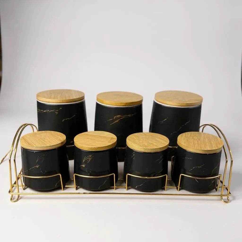 Conjunto de Cerâmica Branco com Tampas e Bandeja Alidolado - Alidolado