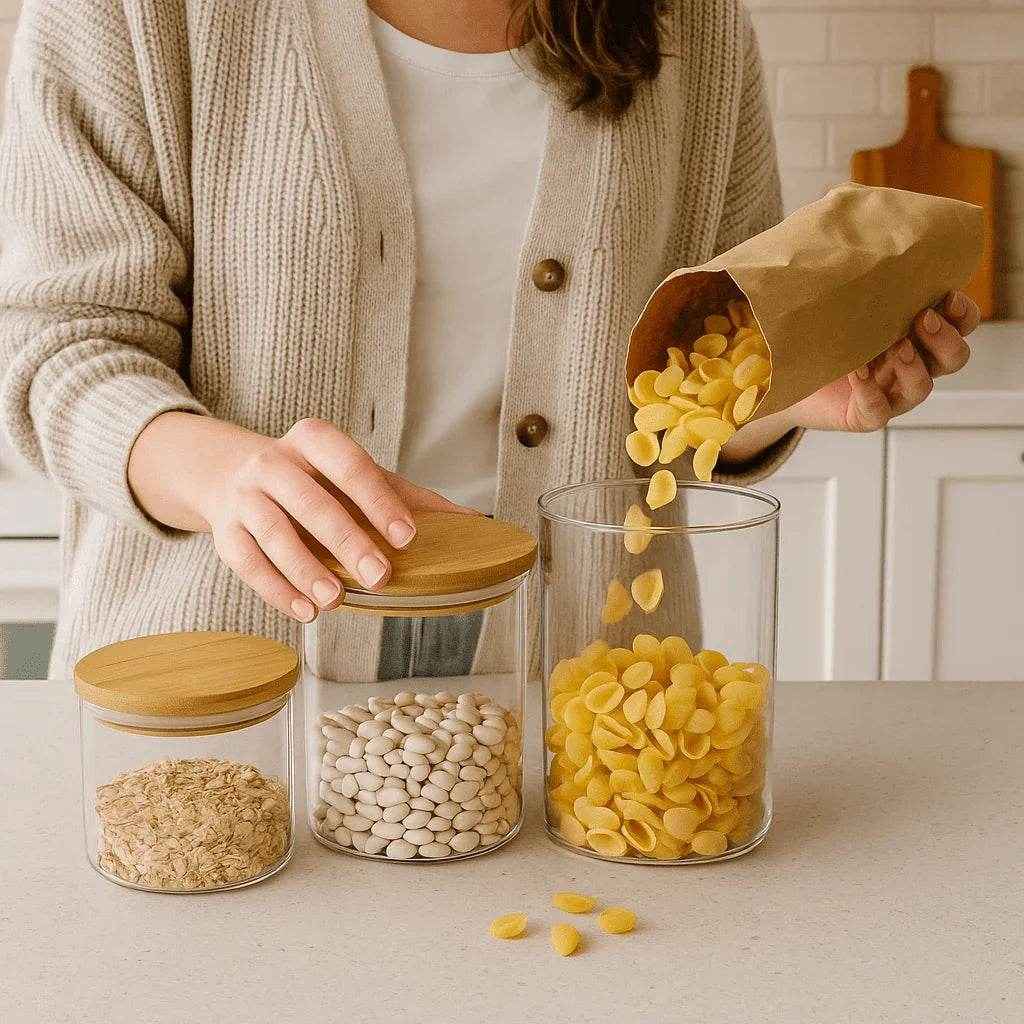 Conjunto de Potes Herméticos Tampa de Bambu 3 Peças Alidolado